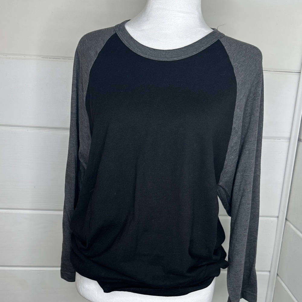 Tultex Charcoal and Black Baseball 3/4 Sleeve Shirt